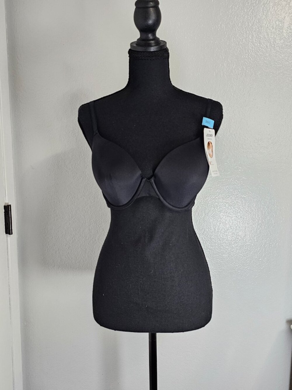 Jockey Cushion Microfiber Black Underwire Sheer Bra - Size 36C NEW - Picture 2 of 4